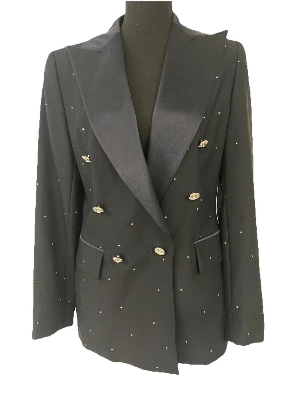 ESCADA Vintage Crystal Embellished Wool Tuxedo Blazer